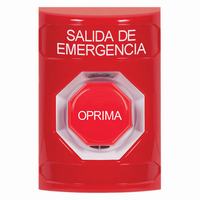 SS2005EX-ES STI Red No Cover Momentary (Illuminated) Stopper Station with EMERGENCY EXIT Label Spanish