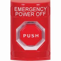 SS2005PO-EN STI Red No Cover Momentary (Illuminated) Stopper Station with EMERGENCY POWER OFF Label English