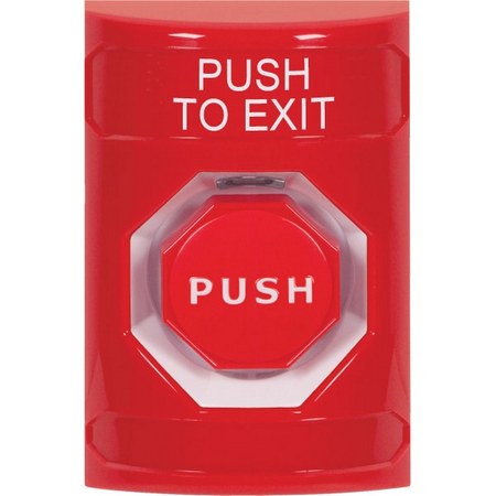 SS2005PX-EN STI Red No Cover Momentary (Illuminated) Stopper Station with PUSH TO EXIT Label English