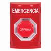 SS2008EM-ES STI Red No Cover Pneumatic (Illuminated) Stopper Station with EMERGENCY Label Spanish