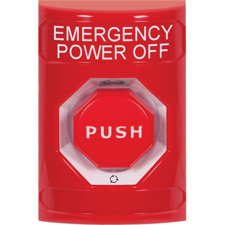 SS2009PO-EN STI Red No Cover Turn-to-Reset (Illuminated) Stopper Station with EMERGENCY POWER OFF Label English