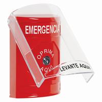 SS2020EM-ES STI Red Indoor Only Flush or Surface Key-to-Reset Stopper Station with EMERGENCY Label Spanish