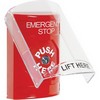 SS2020ES-EN STI Red Indoor Only Flush or Surface Key-to-Reset Stopper Station with EMERGENCY STOP Label English