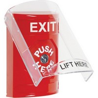 SS2020XT-EN STI Red Indoor Only Flush or Surface Key-to-Reset Stopper Station with EXIT Label English