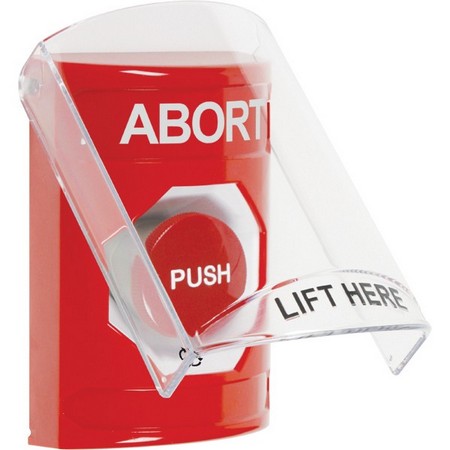 SS2021AB-EN STI Red Indoor Only Flush or Surface Turn-to-Reset Stopper Station with ABORT Label English