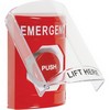 SS2021EM-EN STI Red Indoor Only Flush or Surface Turn-to-Reset Stopper Station with EMERGENCY Label English