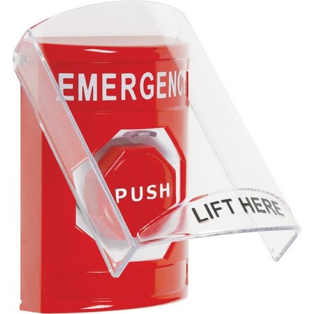 SS2022EM-EN STI Red Indoor Only Flush or Surface Key-to-Reset (Illuminated) Stopper Station with EMERGENCY Label English