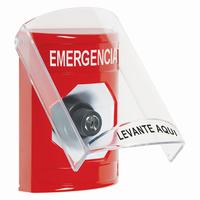 SS2023EM-ES STI Red Indoor Only Flush or Surface Key-to-Activate Stopper Station with EMERGENCY Label Spanish