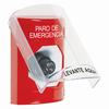 SS2023ES-ES STI Red Indoor Only Flush or Surface Key-to-Activate Stopper Station with EMERGENCY STOP Label Spanish