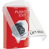 SS2023PX-EN STI Red Indoor Only Flush or Surface Key-to-Activate Stopper Station with PUSH TO EXIT Label English