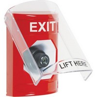 SS2023XT-EN STI Red Indoor Only Flush or Surface Key-to-Activate Stopper Station with EXIT Label English