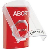 SS2025AB-EN STI Red Indoor Only Flush or Surface Momentary (Illuminated) Stopper Station with ABORT Label English