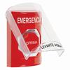 SS2025EM-ES STI Red Indoor Only Flush or Surface Momentary (Illuminated) Stopper Station with EMERGENCY Label Spanish