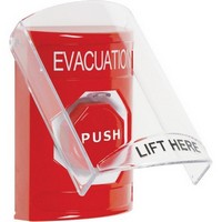 SS2025EV-EN STI Red Indoor Only Flush or Surface Momentary (Illuminated) Stopper Station with EVACUATION Label English
