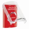 SS2025EX-ES STI Red Indoor Only Flush or Surface Momentary (Illuminated) Stopper Station with EMERGENCY EXIT Label Spanish