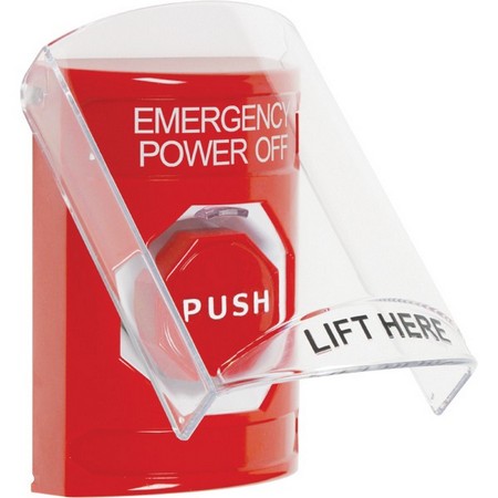 SS2025PO-EN STI Red Indoor Only Flush or Surface Momentary (Illuminated) Stopper Station with EMERGENCY POWER OFF Label English