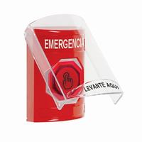 SS2026EM-ES STI Red Indoor Only Flush or Surface Momentary (Illuminated) with Red Lens Stopper Station with EMERGENCY Label Spanish