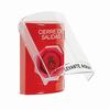 SS2026LD-ES STI Red Indoor Only Flush or Surface Momentary (Illuminated) with Red Lens Stopper Station with LOCKDOWN Label Spanish