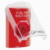 SS2026PS-EN STI Red Indoor Only Flush or Surface Momentary (Illuminated) with Red Lens Stopper Station with FUEL PUMP SHUT DOWN Label English