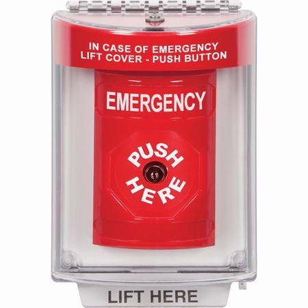 SS2030EM-EN STI Red Indoor/Outdoor Flush Key-to-Reset Stopper Station with EMERGENCY Label English