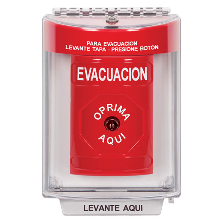SS2030EV-ES STI Red Indoor/Outdoor Flush Key-to-Reset Stopper Station with EVACUATION Label Spanish
