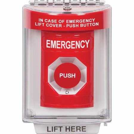 SS2031EM-EN STI Red Indoor/Outdoor Flush Turn-to-Reset Stopper Station with EMERGENCY Label English