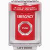 SS2031EM-EN STI Red Indoor/Outdoor Flush Turn-to-Reset Stopper Station with EMERGENCY Label English