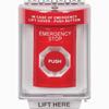 SS2031ES-EN STI Red Indoor/Outdoor Flush Turn-to-Reset Stopper Station with EMERGENCY STOP Label English