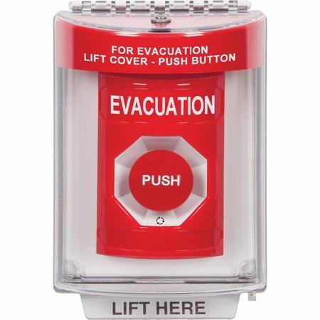 SS2031EV-EN STI Red Indoor/Outdoor Flush Turn-to-Reset Stopper Station with EVACUATION Label English