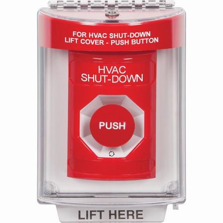 SS2031HV-EN STI Red Indoor/Outdoor Flush Turn-to-Reset Stopper Station with HVAC SHUT DOWN Label English
