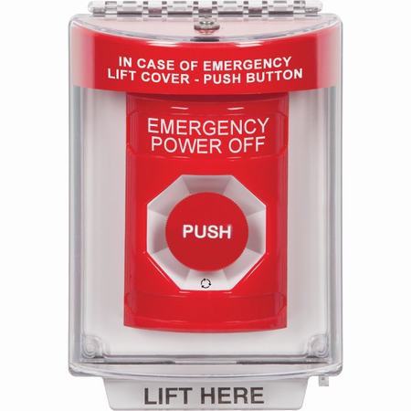 SS2031PO-EN STI Red Indoor/Outdoor Flush Turn-to-Reset Stopper Station with EMERGENCY POWER OFF Label English