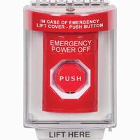 SS2032PO-EN STI Red Indoor/Outdoor Flush Key-to-Reset (Illuminated) Stopper Station with EMERGENCY POWER OFF Label English