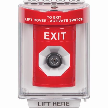 SS2033XT-EN STI Red Indoor/Outdoor Flush Key-to-Activate Stopper Station with EXIT Label English