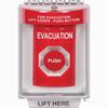 SS2034EV-EN STI Red Indoor/Outdoor Flush Momentary Stopper Station with EVACUATION Label English