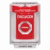 SS2034EV-ES STI Red Indoor/Outdoor Flush Momentary Stopper Station with EVACUATION Label Spanish