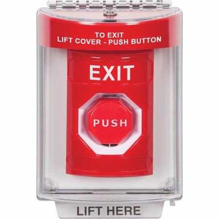 SS2035XT-EN STI Red Indoor/Outdoor Flush Momentary (Illuminated) Stopper Station with EXIT Label English