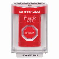 SS2035ZA-ES STI Red Indoor/Outdoor Flush Momentary (Illuminated) Stopper Station with Non-Returnable Custom Text Label Spanish