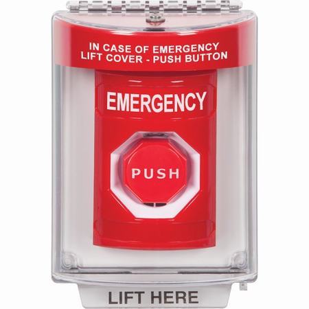 SS2038EM-EN STI Red Indoor/Outdoor Flush Pneumatic (Illuminated) Stopper Station with EMERGENCY Label English