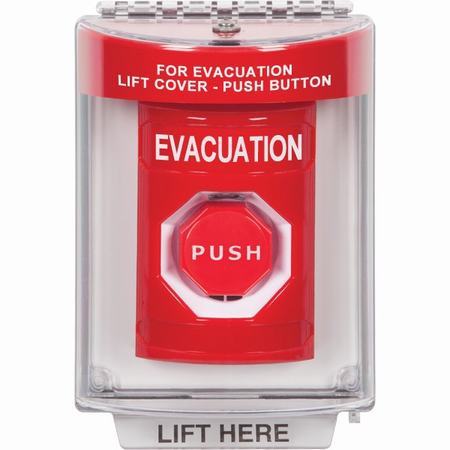 SS2038EV-EN STI Red Indoor/Outdoor Flush Pneumatic (Illuminated) Stopper Station with EVACUATION Label English