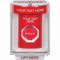 SS2038ZA-EN STI Red Indoor/Outdoor Flush Pneumatic (Illuminated) Stopper Station with Non-Returnable Custom Text Label English