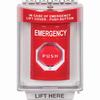 SS2039EM-EN STI Red Indoor/Outdoor Flush Turn-to-Reset (Illuminated) Stopper Station with EMERGENCY Label English