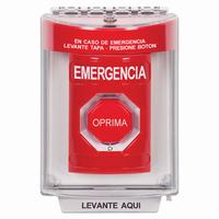 SS2039EM-ES STI Red Indoor/Outdoor Flush Turn-to-Reset (Illuminated) Stopper Station with EMERGENCY Label Spanish