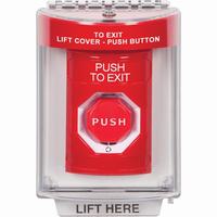 SS2039PX-EN STI Red Indoor/Outdoor Flush Turn-to-Reset (Illuminated) Stopper Station with PUSH TO EXIT Label English