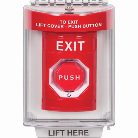 SS2039XT-EN STI Red Indoor/Outdoor Flush Turn-to-Reset (Illuminated) Stopper Station with EXIT Label English