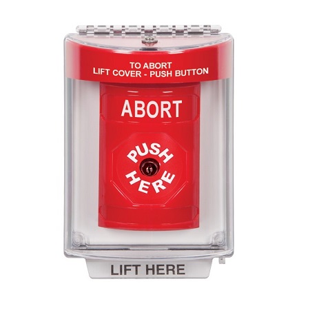 SS2040AB-EN STI Red Indoor/Outdoor Flush w/ Horn Key-to-Reset Stopper Station with ABORT Label English