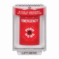 SS2040EM-EN STI Red Indoor/Outdoor Flush w/ Horn Key-to-Reset Stopper Station with EMERGENCY Label English