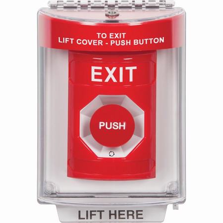 SS2041XT-EN STI Red Indoor/Outdoor Flush w/ Horn Turn-to-Reset Stopper Station with EXIT Label English