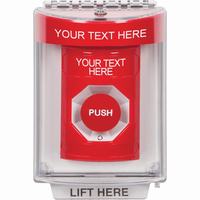 SS2041ZA-EN STI Red Indoor/Outdoor Flush w/ Horn Turn-to-Reset Stopper Station with Non-Returnable Custom Text Label English