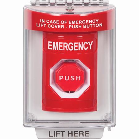 SS2042EM-EN STI Red Indoor/Outdoor Flush w/ Horn Key-to-Reset (Illuminated) Stopper Station with EMERGENCY Label English