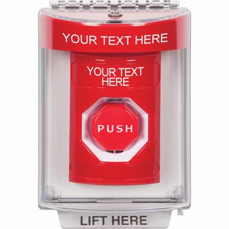 SS2042ZA-EN STI Red Indoor/Outdoor Flush w/ Horn Key-to-Reset (Illuminated) Stopper Station with Non-Returnable Custom Text Label English